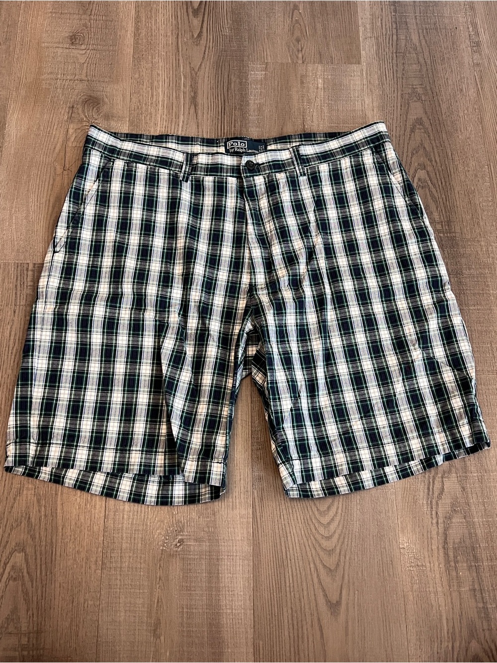Vintage Polo Ralph Lauren Blue & Green Plaid Cotton Prospect Shorts